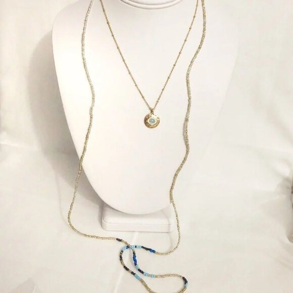 Beaded Third Eye Layered Chain Necklace - Picture 3 of 6